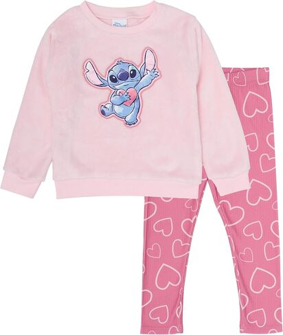 Disney Stitch Girls’ Fuzzy Fleece Sweatshirt and Legging Set, 2-Piece Outfit in Kuwait