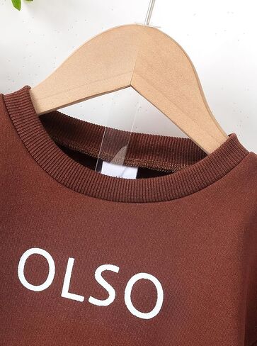 Girls 2-Piece Outfit Set Letter Print Sweatshirt Shorts Long Sleeve Crewneck Top Matching Shorts Casual Fall Clothing Set in Kuwait