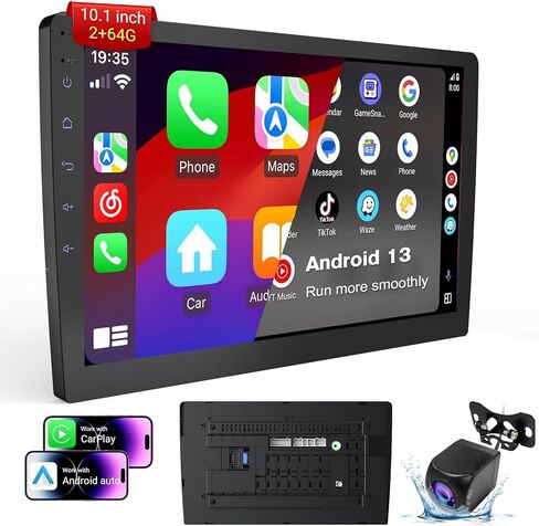Wireless Double Din Car Stereo CarPlay Radio Screen for Car Audio Receivers，9" HD car Radio Touchscreen for CarPlay & Android Auto/Backup/Camera/Siri/Bluetooth/Navigation/FM for All Vehicles in Kuwait
