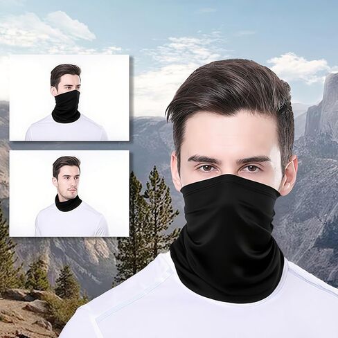 Black Multifunctional Face Covering - Versatile Neck Gaiter for Outdoor Activities, Cycling, and Everyday Use in Saudi Arabia