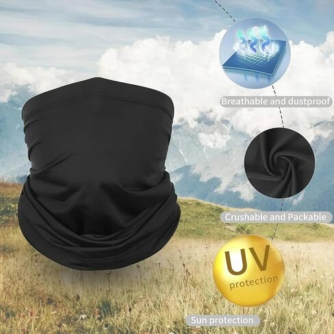 Black Multifunctional Face Covering - Versatile Neck Gaiter for Outdoor Activities, Cycling, and Everyday Use in Saudi Arabia