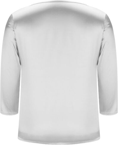 Womens Silk Satin Tops 3/4 Length Sleeve Shirts Round Neck Loose Casual Blouses Business Work Dressy Tshirts Outfits in Saudi Arabia