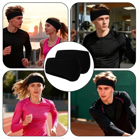 Sucrain 2 Pcs Ear Warmers for Women Men Thin Fleece Stretchy Headband Winter Earmuffs Ear Covers for Jogging Running Hiking Cycling Skiing (black+black) in Saudi Arabia