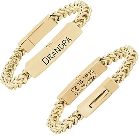 Personalized Cremation Jewelry Urn Bracelet for Ashes -18 K Gold Plated Stainless Steel Women Men ID Urn Bracelet for Human, Annimal Ashes Keepsake in Saudi Arabia