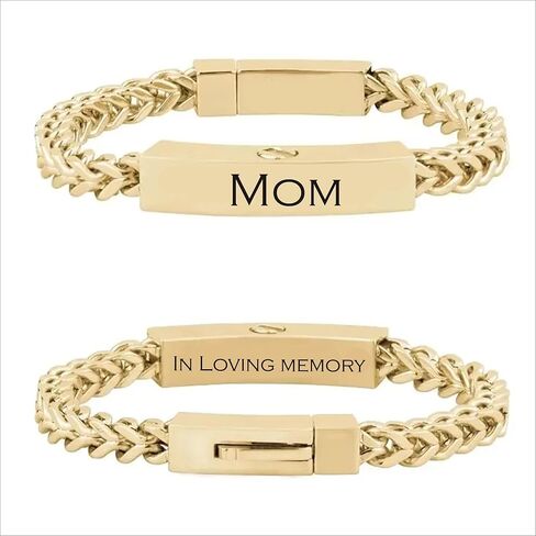 Personalized Cremation Jewelry Urn Bracelet for Ashes -18 K Gold Plated Stainless Steel Women Men ID Urn Bracelet for Human, Annimal Ashes Keepsake in Saudi Arabia