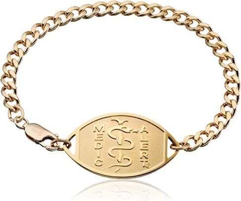 MEDICALERT Foundation Classic Embossed Medical ID Bracelet for Men and Women with Free Custom Engraving- 10K Gold - 6.5 Inches in Saudi Arabia