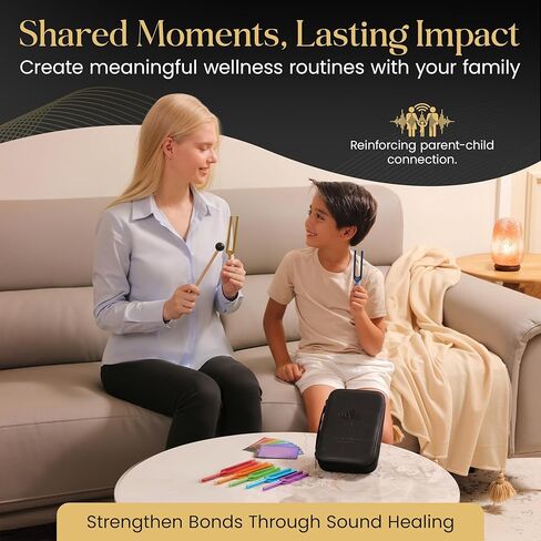 مجموعة شوكات ضبط مع بطاقات تأكيد إيجابية للاهتزاز وعافية التردد - 7 قطع من أدوات صوت مرمزة بالألوان لترددات سولفيجيو مع حقيبة واقية، ومطرقة، وقماش، ودليل. in Kuwait