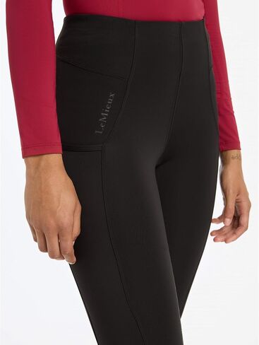 LeMieux Naomi Pull On Breeches - Stretchy Seamless Fabric - Elasticated Waistband - Full Silicone Pattern Seat - Black in Saudi Arabia