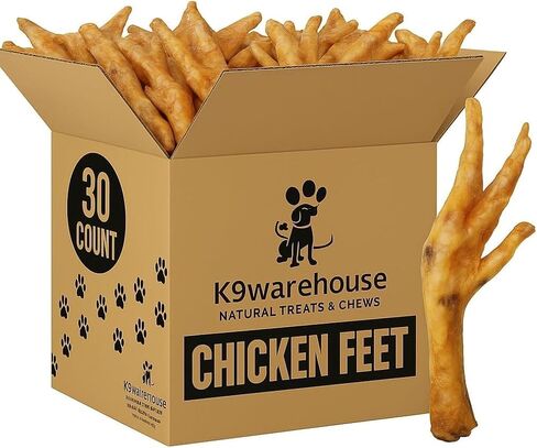 K9warehouse - علاجات أقدام الدجاج للكلاب - 12 قطعة - أقدام الدجاج للكلاب - علاجات أقدام الدجاج الطبيعية والمجففة والمجففة للكلاب - مضغ الكلاب المكون من مكون واحد - بديل لأقدام البط in Kuwait