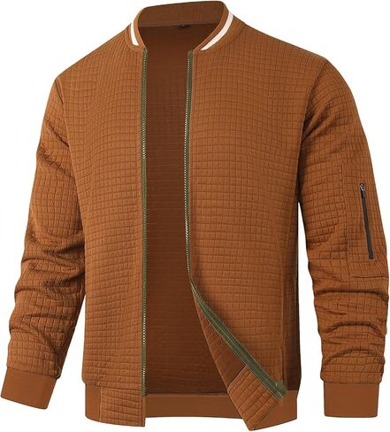 Men's Lightweight Jackets Casual Light Jackets for Men Waffle Bomber Jacket Varsity Coat with Zipper in Saudi Arabia