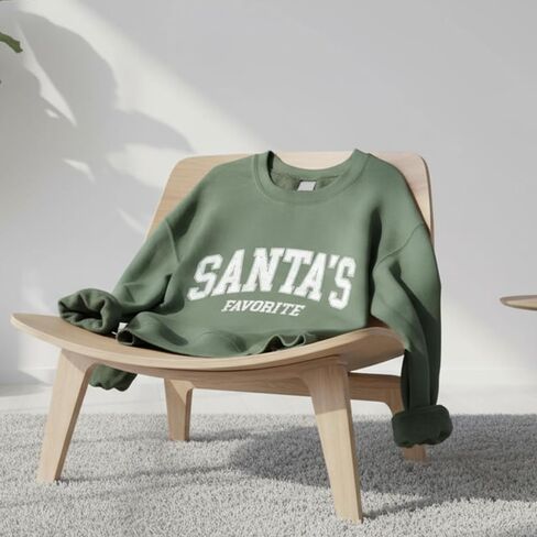 Santa's Favorite Christmas Sweatshirt for Women Men Merry Holiday Crewneck Sweater Soft Lightweight Pullover Vintage Graphic in Saudi Arabia