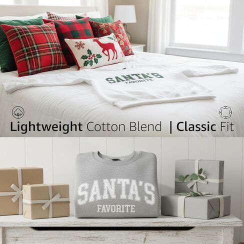 Santa's Favorite Christmas Sweatshirt for Women Men Merry Holiday Crewneck Sweater Soft Lightweight Pullover Vintage Graphic in Saudi Arabia