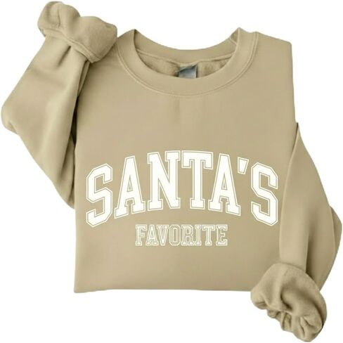 Santa's Favorite Christmas Sweatshirt for Women Men Merry Holiday Crewneck Sweater Soft Lightweight Pullover Vintage Graphic in Saudi Arabia