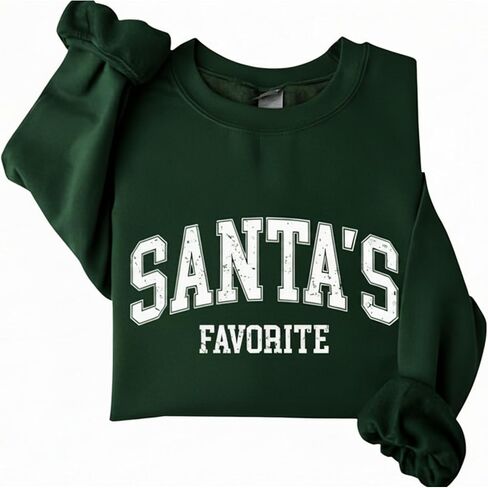 Santa's Favorite Christmas Sweatshirt for Women Men Merry Holiday Crewneck Sweater Soft Lightweight Pullover Vintage Graphic in Saudi Arabia