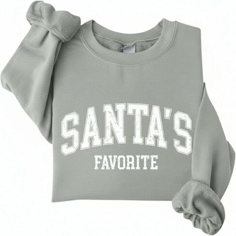 Santa's Favorite Christmas Sweatshirt for Women Men Merry Holiday Crewneck Sweater Soft Lightweight Pullover Vintage Graphic in Saudi Arabia