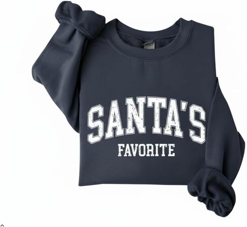 Santa's Favorite Christmas Sweatshirt for Women Men Merry Holiday Crewneck Sweater Soft Lightweight Pullover Vintage Graphic in Saudi Arabia