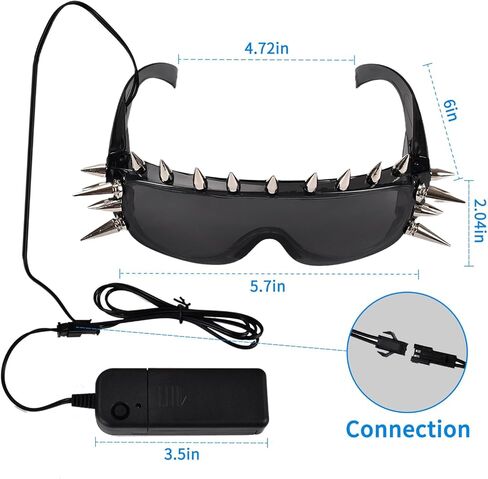 نظارات شمسية LED Punk نظارات شمسية قوطية - نظارات متوهجة في الظلام لحفلات الهذيان، نمط Cyberpunk in Kuwait