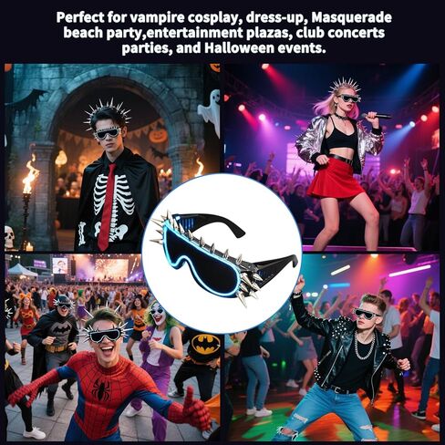 نظارات شمسية LED Punk نظارات شمسية قوطية - نظارات متوهجة في الظلام لحفلات الهذيان، نمط Cyberpunk in Kuwait