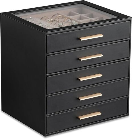 Frebeauty Clear Lid Jewelry Box,3-Layer Jewelry Organizer with Drawer,PU Leather Jewelry Organizers and Storage,Jewelry Boxes for Women,Jewelry Storage for Rings Earring Stud,Gift for Women(White) in Saudi Arabia