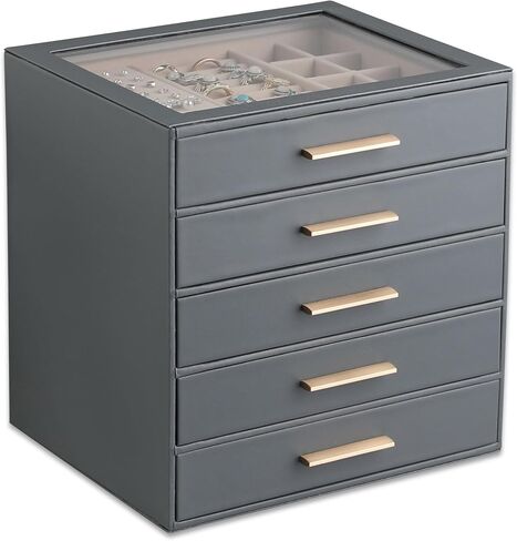 Frebeauty Clear Lid Jewelry Box,3-Layer Jewelry Organizer with Drawer,PU Leather Jewelry Organizers and Storage,Jewelry Boxes for Women,Jewelry Storage for Rings Earring Stud,Gift for Women(White) in Saudi Arabia