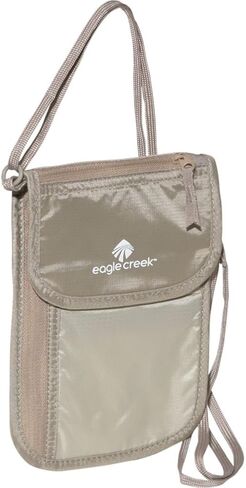 eagle creek RFID Blocker Neck Wallet - Durable and Lightweight Travel Passport and Valuables Organizer with Hook and Loop Closure and Adjustable Neck Strap, Tan in Saudi Arabia