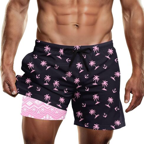 westwolf Men Swim Trunks 5.5 Inch Board Shorts 2 in 1 Swimwear with Compression Liner in Kuwait