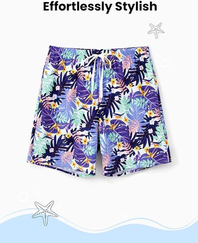 Family Matching Solid Scallop Trim Strappy Two-Piece Swimsuit and Allover Floral Print Swim Trunks Shorts in Saudi Arabia