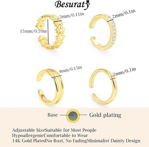خواتم اصبع القدم للنساء غير تشويه 14K الذهب معبأ قابل للتعديل داينتي تو الدائري مجموعة زهرة تشيكوسلوفاكيا الماس بسيط عناق مفتوح الفرقة خواتم الصيف الشاطئ العصرية مجوهرات القدم in Kuwait