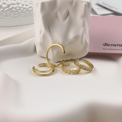 خواتم اصبع القدم للنساء غير تشويه 14K الذهب معبأ قابل للتعديل داينتي تو الدائري مجموعة زهرة تشيكوسلوفاكيا الماس بسيط عناق مفتوح الفرقة خواتم الصيف الشاطئ العصرية مجوهرات القدم in Kuwait