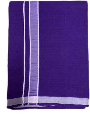 قطن رجالي فردي (1.28x1.95 متر) لون Dhoti/Kerala Single Dhoti/Kerala Color Pondu Dhoti/Lavender Dhoti in Kuwait