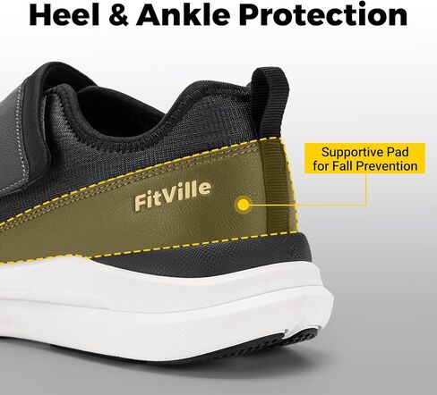 حذاء FitVille لمرضى السكري للرجال، حزام عريض للغاية وقابل للتعديل للأقدام الحساسة، راحة وثبات طوال اليوم للمشي والعمل والسهولة اليومية، EasyTop Pro V1 in Kuwait