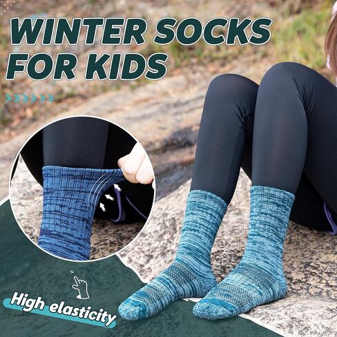 SeeyAN Kids Merino Wool Hiking Socks Winter Thermal Warm Boys Girls Toddler Thick Cushioned Boot Crew Socks 6 Pairs in Saudi Arabia