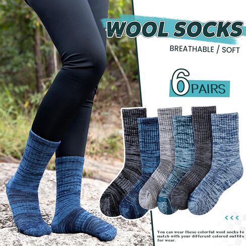 SeeyAN Kids Merino Wool Hiking Socks Winter Thermal Warm Boys Girls Toddler Thick Cushioned Boot Crew Socks 6 Pairs in Saudi Arabia