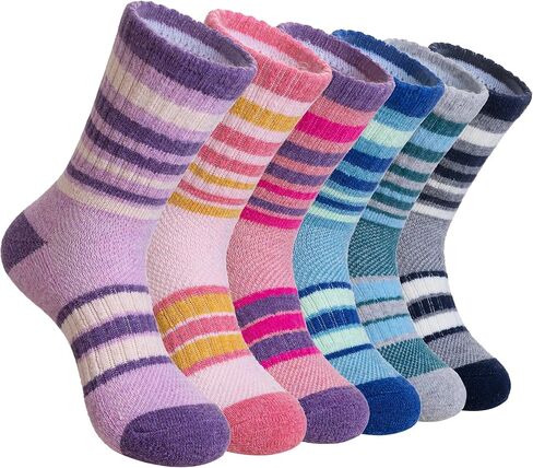 SeeyAN Kids Merino Wool Hiking Socks Winter Thermal Warm Boys Girls Toddler Thick Cushioned Boot Crew Socks 6 Pairs in Saudi Arabia