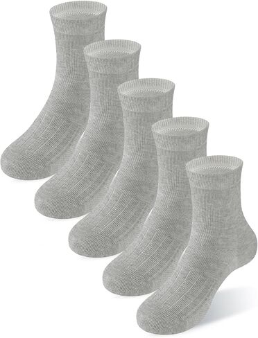 جوارب للأولاد والبنات للأطفال مكونة من 5 جوارب للأعمار من 2-4,4-6,6-8,8-10,10-12,12-14 سنة، أبيض أسود رمادي أزرق وردي in Kuwait