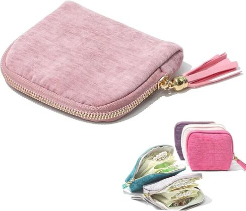 Travel Jewelry Organizer Case, Small Jewelry Pouch Bags with Zipper & Tassel, Travel Jewelry Case for Earrings Necklaces Rings Bracelets Brooches, Travel Gifts for Women in Saudi Arabia
