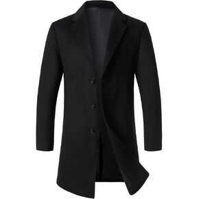 معطف FANARCHER رجالي من مزيج الصوف والبازلاء، سترة طويلة كاجوال، معطف بصدر واحد، بياقة مدببة، معطف شتوي in Kuwait