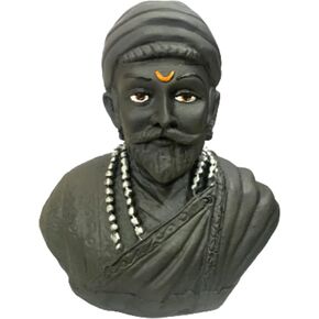 Satre Online and Marketing Shri Chhatrapati Shivaji Maharaj تمثال ديكور تمثال نصفي باللون الأسود in Kuwait