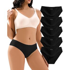 Jaywan Women's Seamless Bikini Cheeky Panties 5 Pack No Show Underwear, Breathable Stretchy Fabric Multi-Color for Everyday in Saudi Arabia