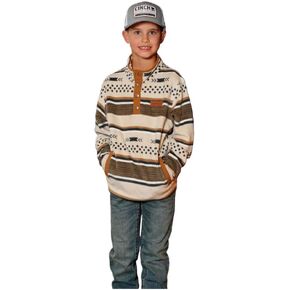 Cinch Boy's 1/4 Snap Polar Fleece in Cream in Saudi Arabia