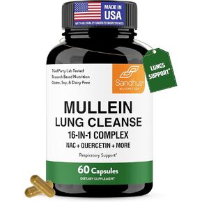 Sandhu's Mullein Drops for Lungs | Mullein Leaf Extract Supplement for Immune, Lung & Respiratory Health Support | Alcohol Free, Natural Herbal Tincture | 4 fl oz, 2 Months Supply in Kuwait