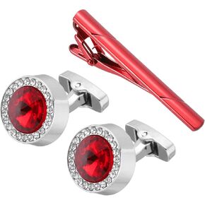 مجموعة أزرار أكمام كريستالية ومشبك ربطة عنق من باتيكل، أزرار أكمام رجالية مستديرة من أحجار الراين ومجموعة مشابك ربطة عنق مع صندوق للرجال in Kuwait