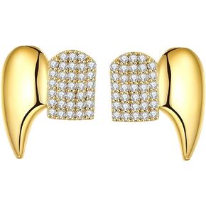 Hip Hop Vampire Fangs 2 Pack 18k Gold Plated Grillz for Men and Women Halloween Costume Party Dental Jewelry Accessories in Saudi Arabia