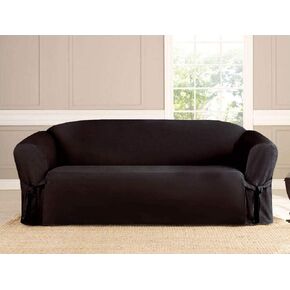 Linen Store Microsuede Furniture Slipcover, Couch Protector Machine Washable Loveseat Cover Perfect for Kids, Dogs, Pets (Black, Loveseat) in Saudi Arabia