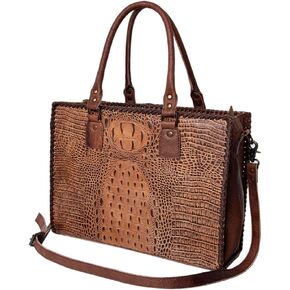 American Darling Briefcase Crocodile Embossed Genuine Leather Western Women Bag Handbag | for Cute Laptop in Saudi Arabia