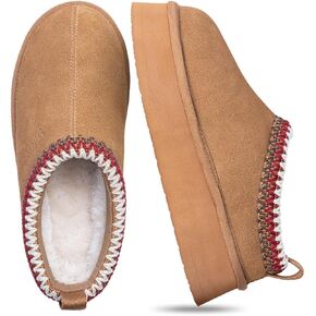 FITORY Womens Platform Slippers, Suede Ankle Boots with Fleece-lined for Indoor Outdoors Size 6-11 in Kuwait