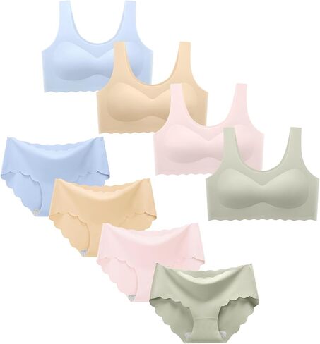 Demifill Girls حمالات صدر رياضية وسراويل داخلية بدون خياطة للمراهقات، حمالات صدر للتدريب مع سراويل داخلية، مجموعات متعددة in Kuwait