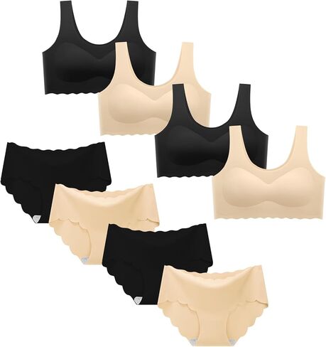 Demifill Girls حمالات صدر رياضية وسراويل داخلية بدون خياطة للمراهقات، حمالات صدر للتدريب مع سراويل داخلية، مجموعات متعددة in Kuwait