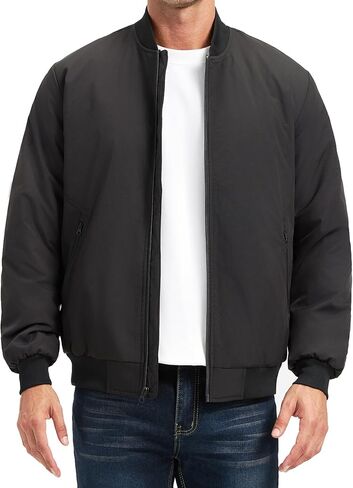 سترات ULUSERN للرجال - سترة بومبر خريف شتاء دافئ سترة واقية بسحاب كامل معاطف كاجوال مبطنة in Kuwait