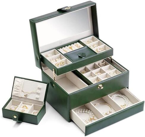 Large Capacity Jewelry Box Delicate Jewelry Storage Box With Lock Can Be Portable (D 26 * 18.5 * 16.5 cm) in Saudi Arabia